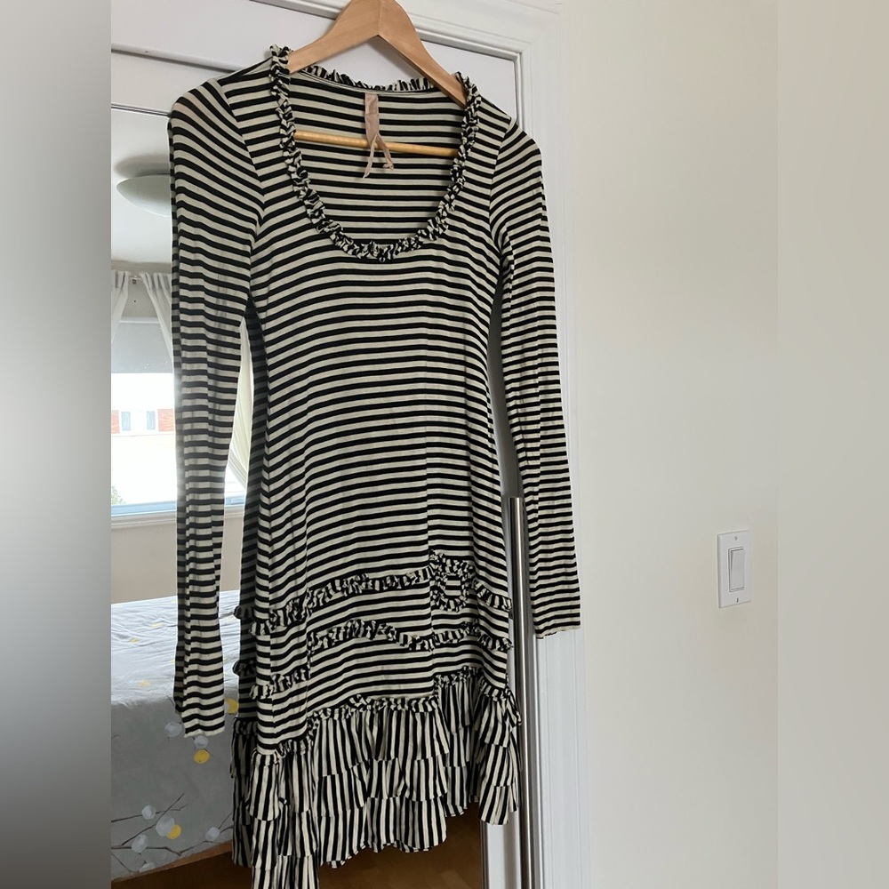Cream and black striped dress